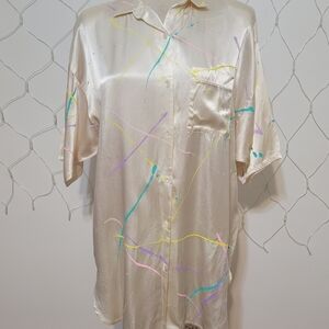 Vintage 80s • Pastel Splash Oversized Blouse • by Fire • Size Medium